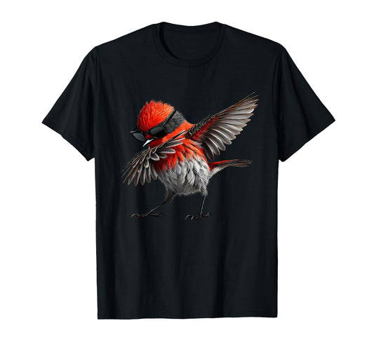 Dabbing Vermilion Flycatcher Bird Watcher Lover Birding T-Shirt