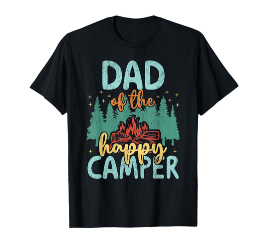 Dad of Happy Camper 1st Birthday Party Retro Dad T-Shirt