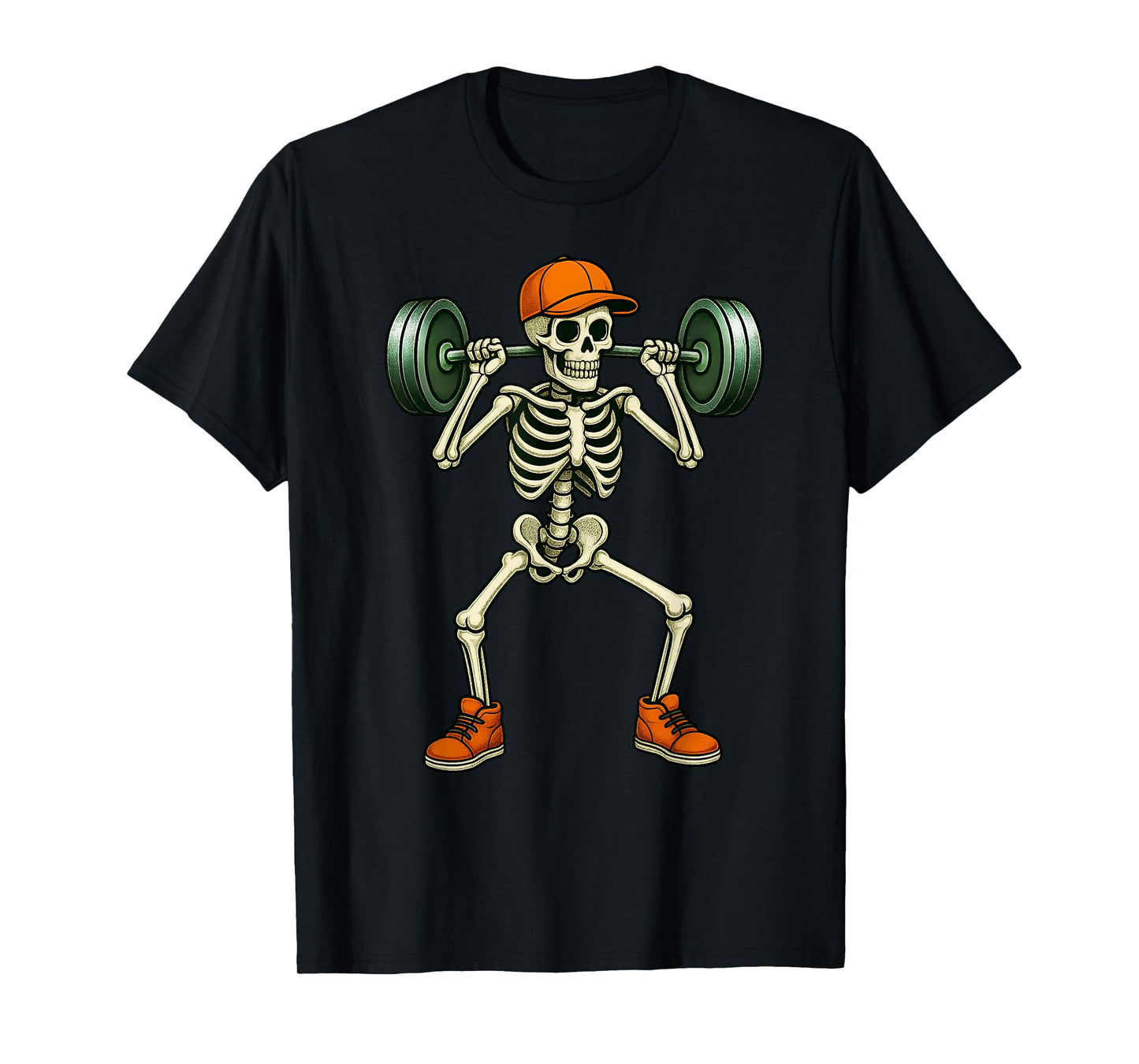 Skeleton Halloween Weight Lifting Workout Boys Kids Men T-Shirt