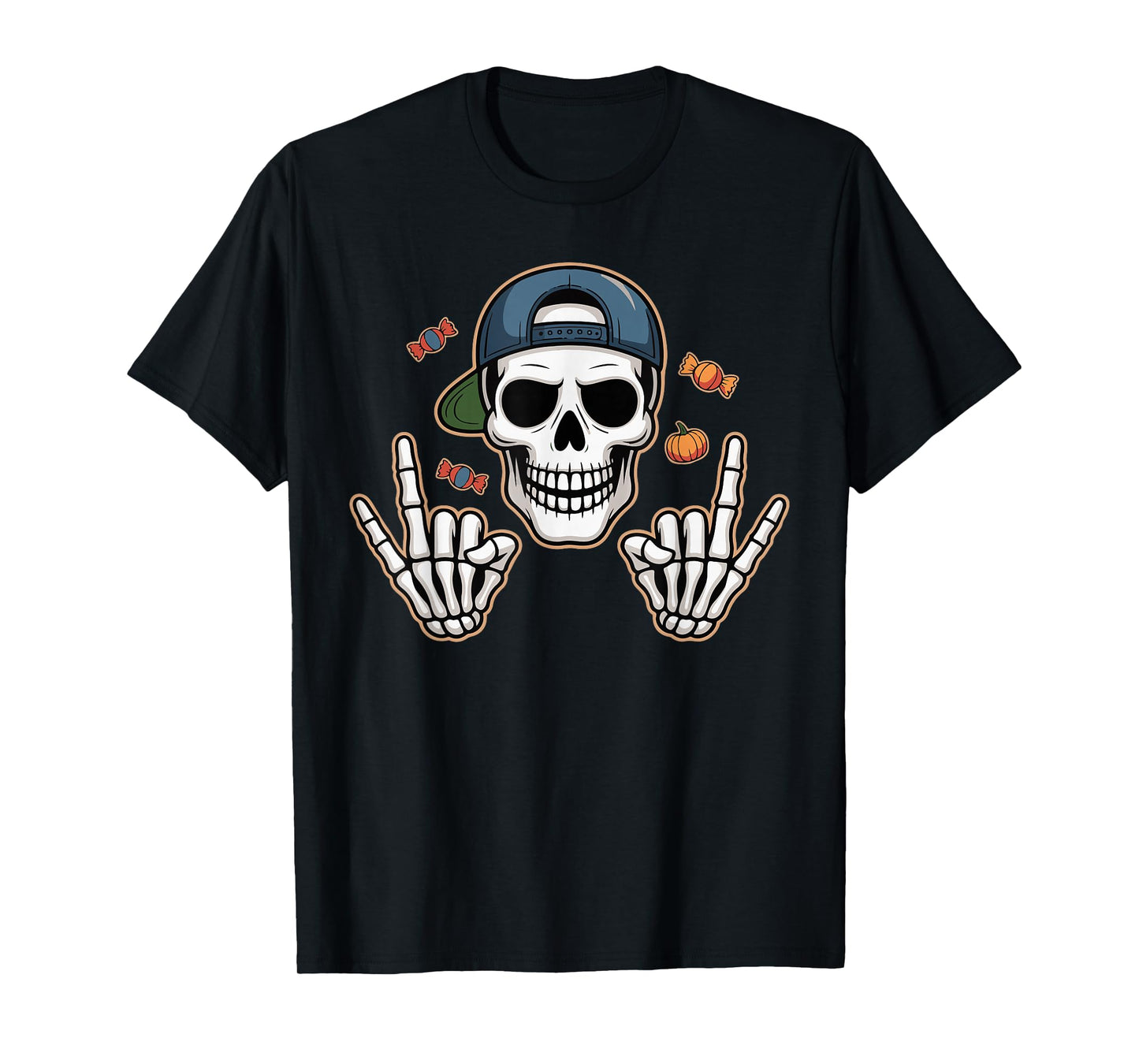 Bruh Punk Rock Skeleton Cool Rocker Halloween Guitar Music T-Shirt
