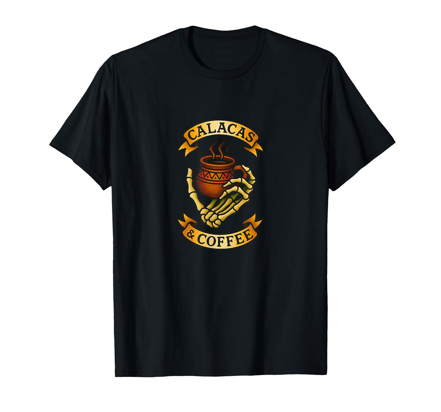 Calacas and Coffee Skeleton Halloween Day Dead Design T-Shirt