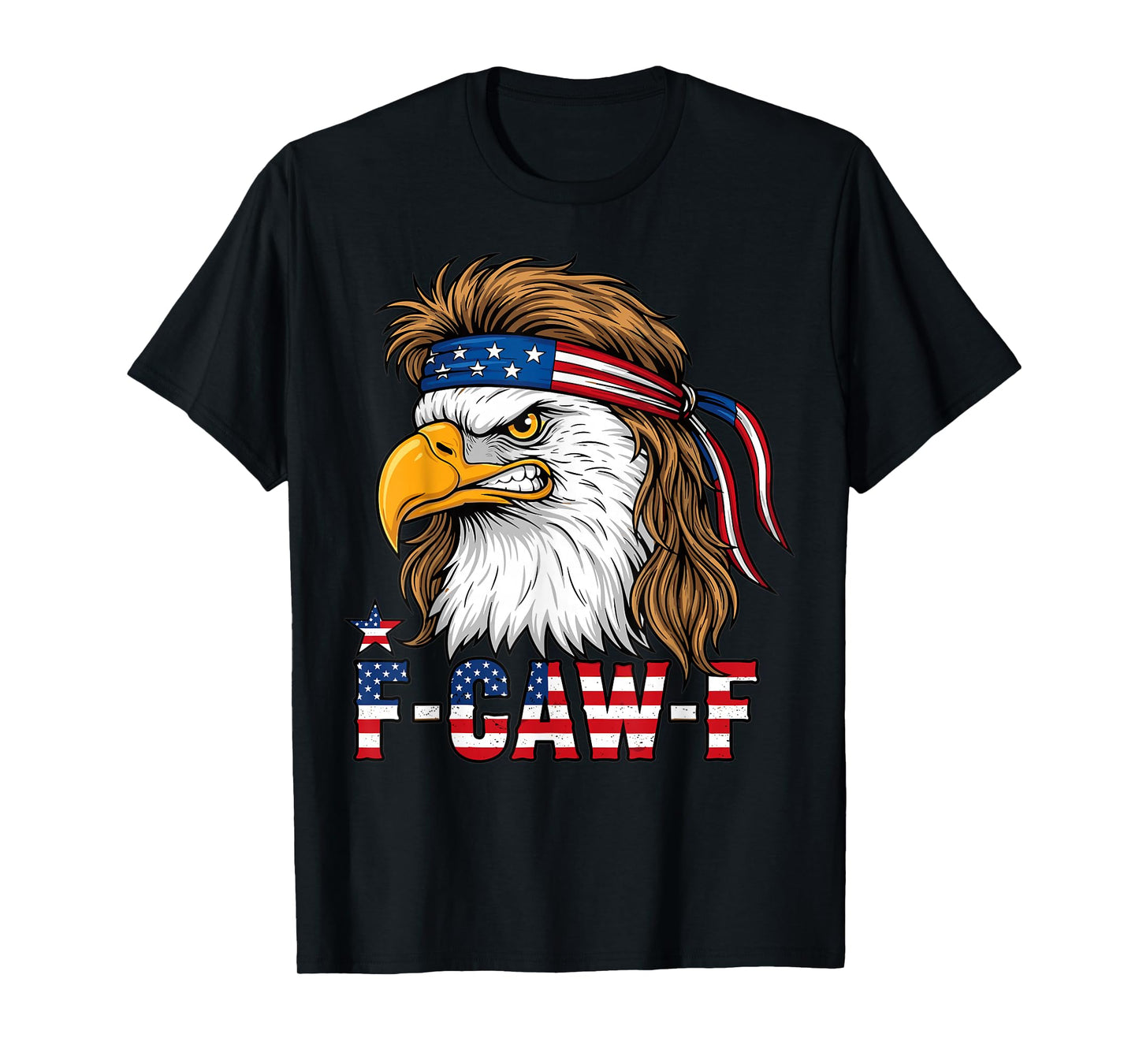 Patriotic Eagle Mullet USA Flag Bandana Funny F-Caw-F T-Shirt