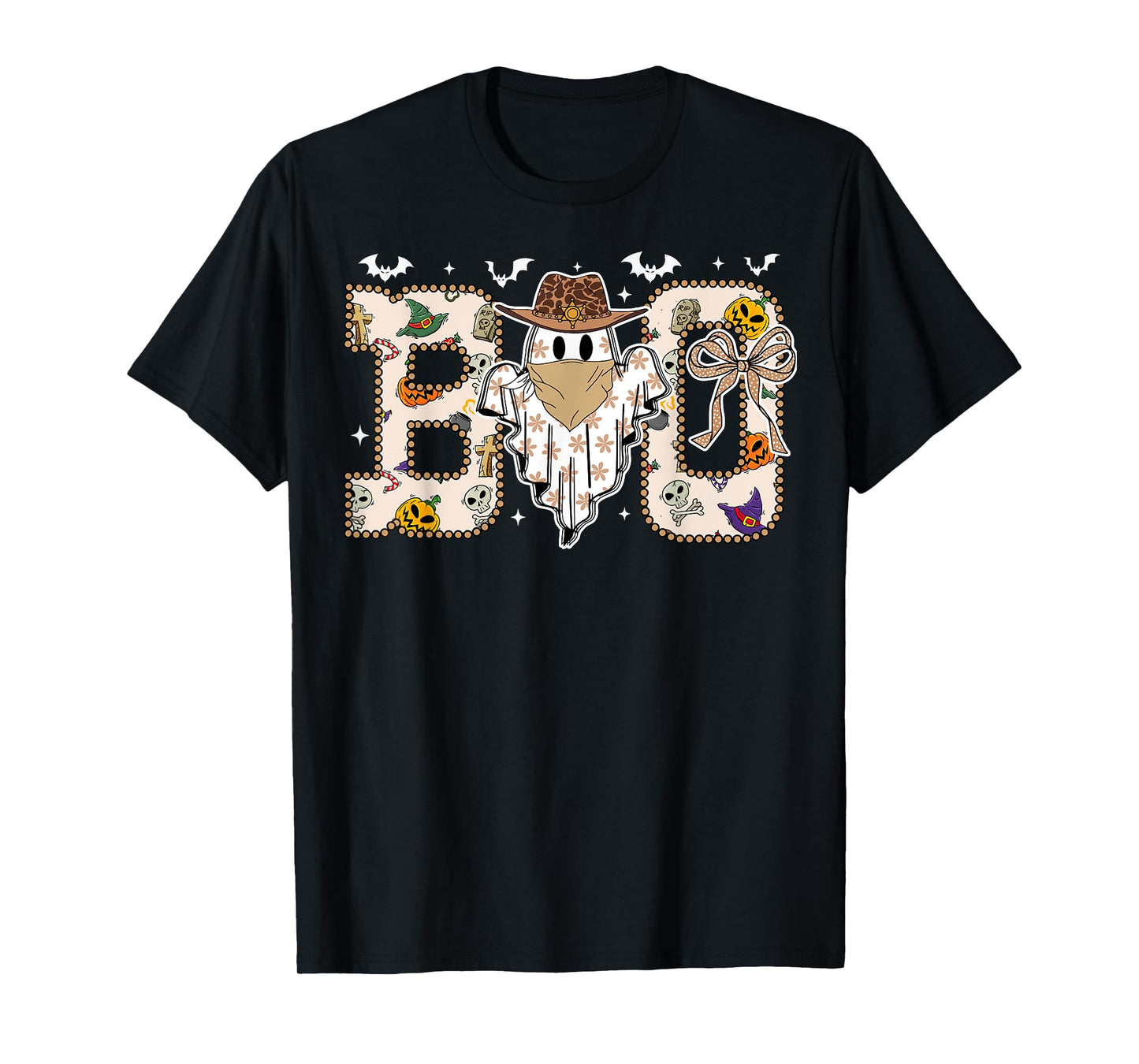 Funny Boo-Haw Halloween Shirt Girl Cute Ghost Cowgirl Cowboy T-Shirt