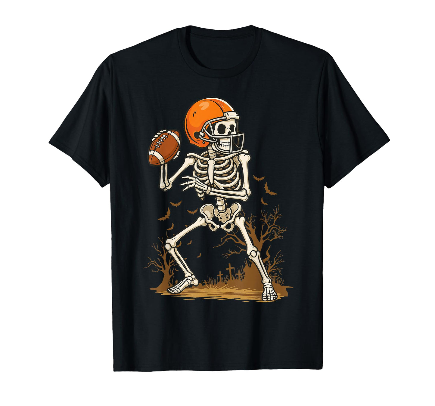 Boo Funny Skeleton Football Halloween Costume Men Kids Boys T-Shirt