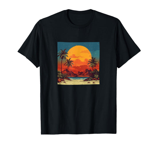 Desert Oasis Vintage Landscape Graphic T-Shirt