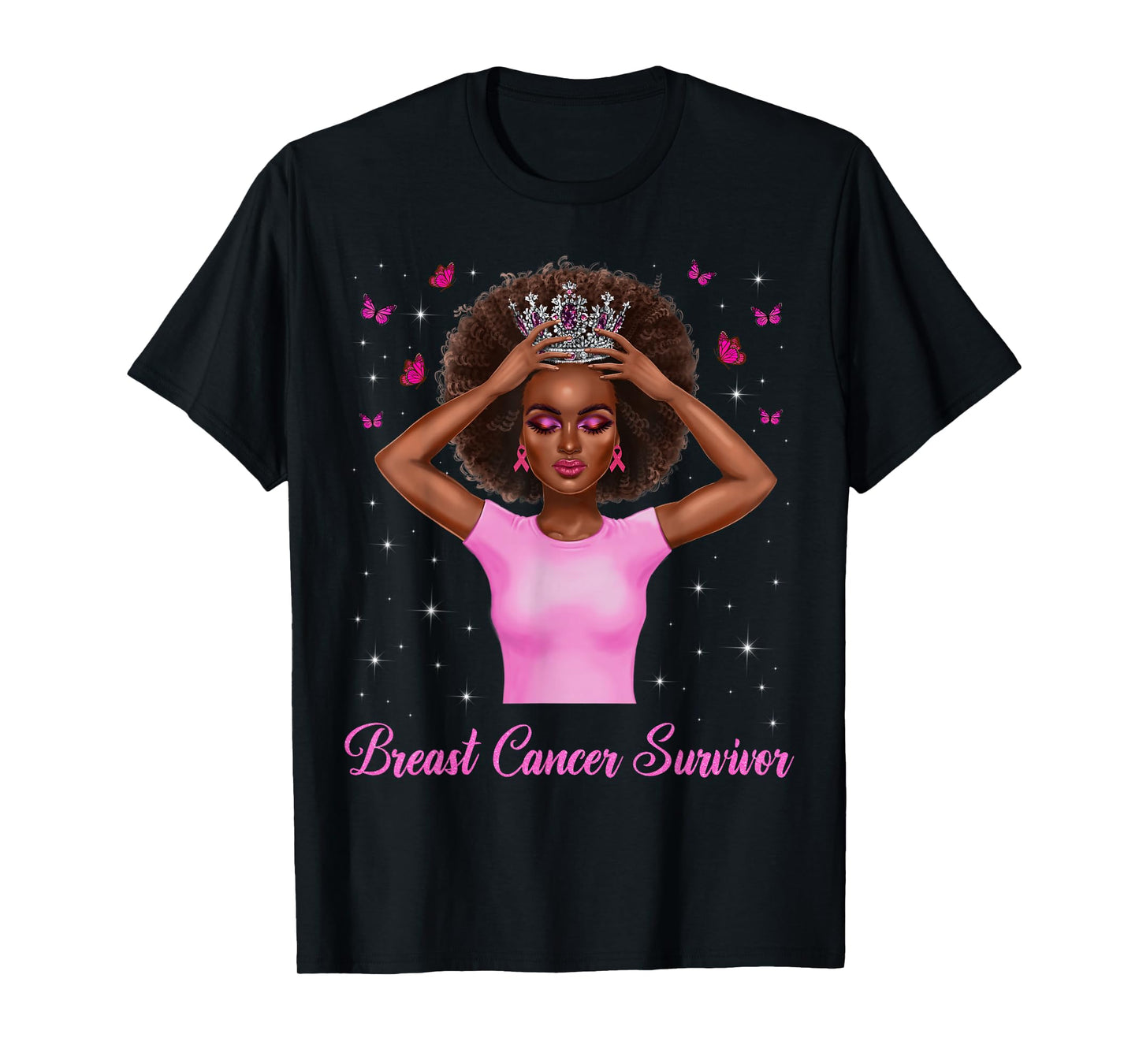 Breast Cancer Survivor Awareness African Woman Black Queen T-Shirt