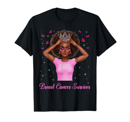 Breast Cancer Survivor Awareness African Woman Black Queen T-Shirt