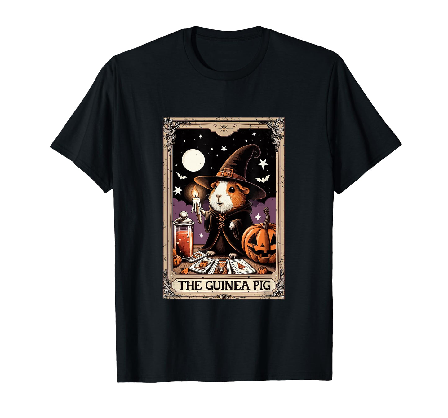 The Guinea Pig Halloween Witch Cute Tarot Card Lover Player T-Shirt
