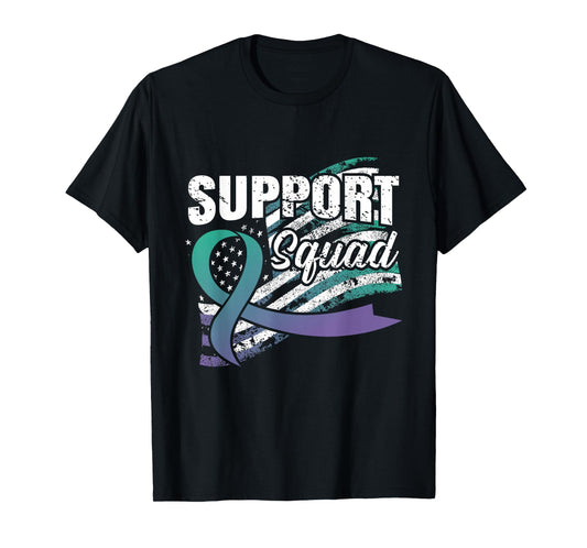 Anal Cancer Support Squad USA Flag Awareness Ribbon T-Shirt