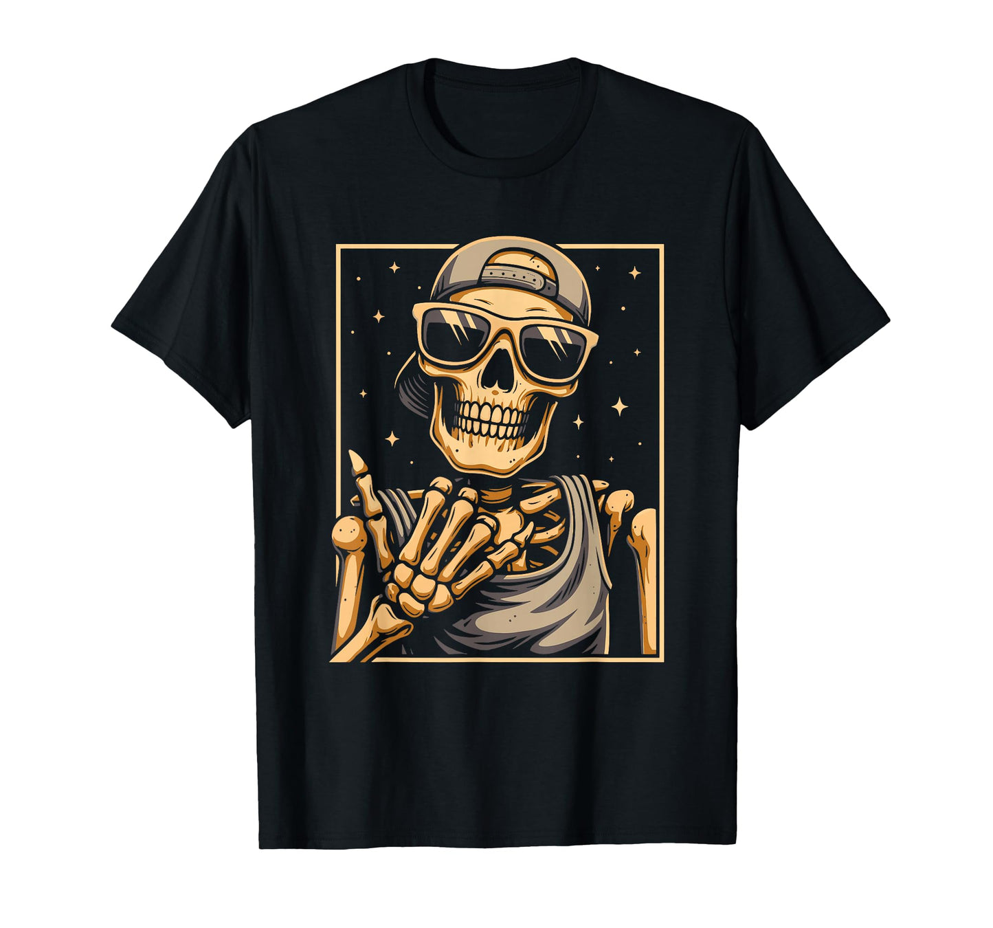 Funny Skeleton Costume Rock Hand for Halloween Cool Rocker T-Shirt