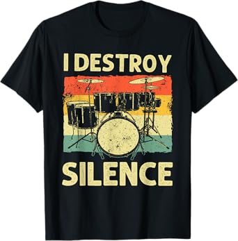 Funny Drumming Art For Men Women Drumline Drum Set Drummer T-Shirt