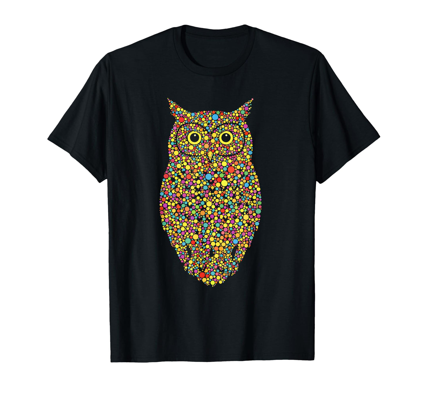 Rainbow Retro Style Colorful Dots Owl Lover T-Shirt