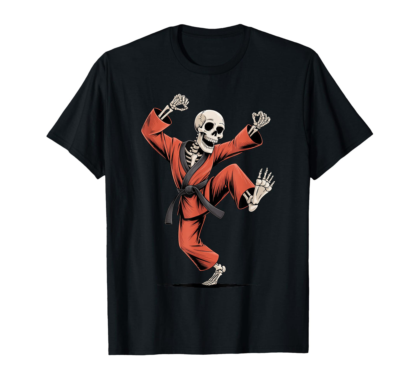 Skeleton Taekwondo Kick Funny Halloween Trick or Treat Kids T-Shirt