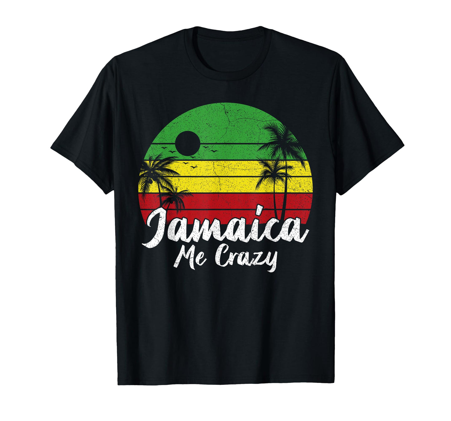 Palm Tree Vintage Retro Sunset Jamaica Me Crazy Summer T-Shirt