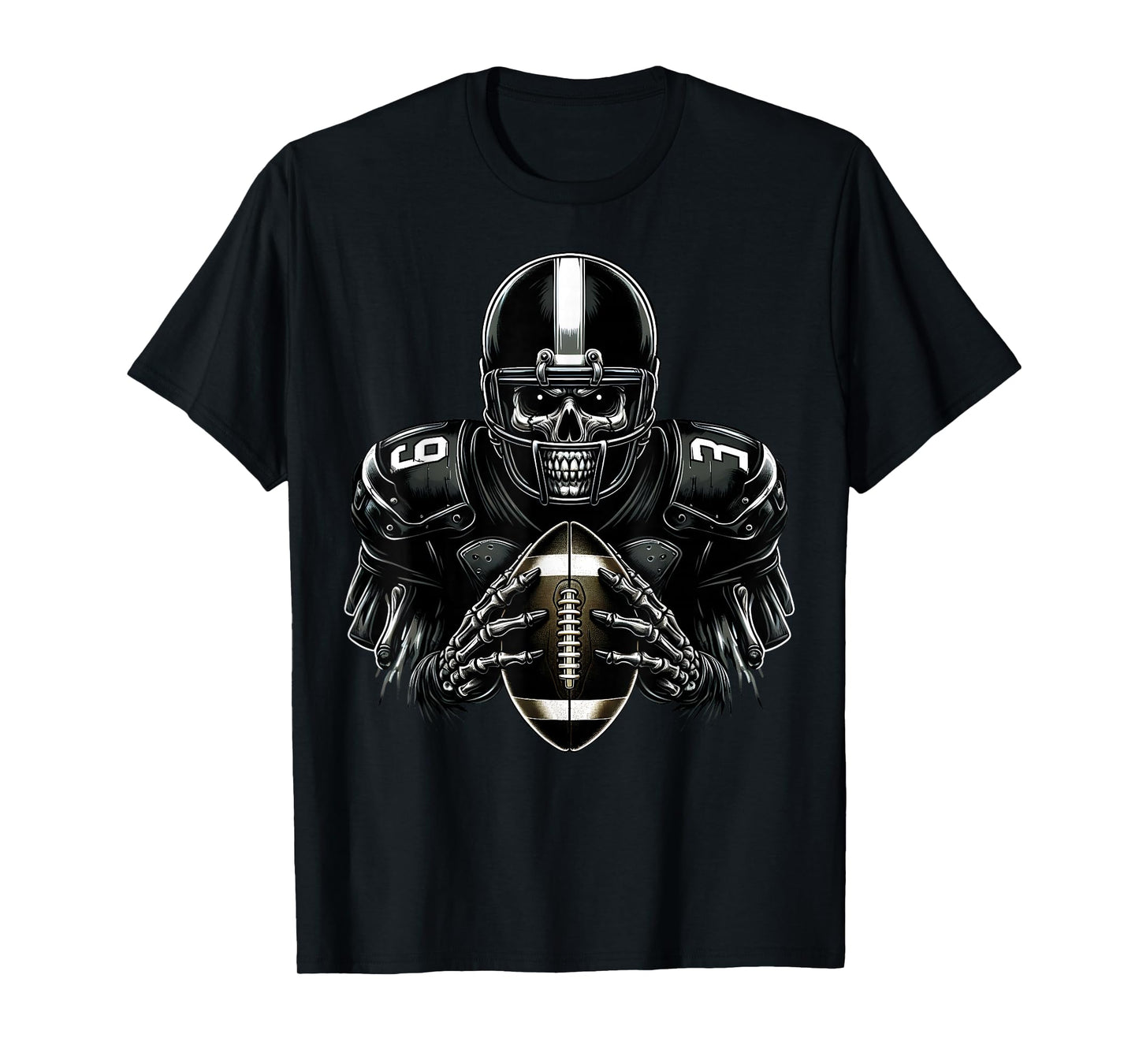 Skeleton Football Player Halloween Spooky Sports Men Women T-Shirt