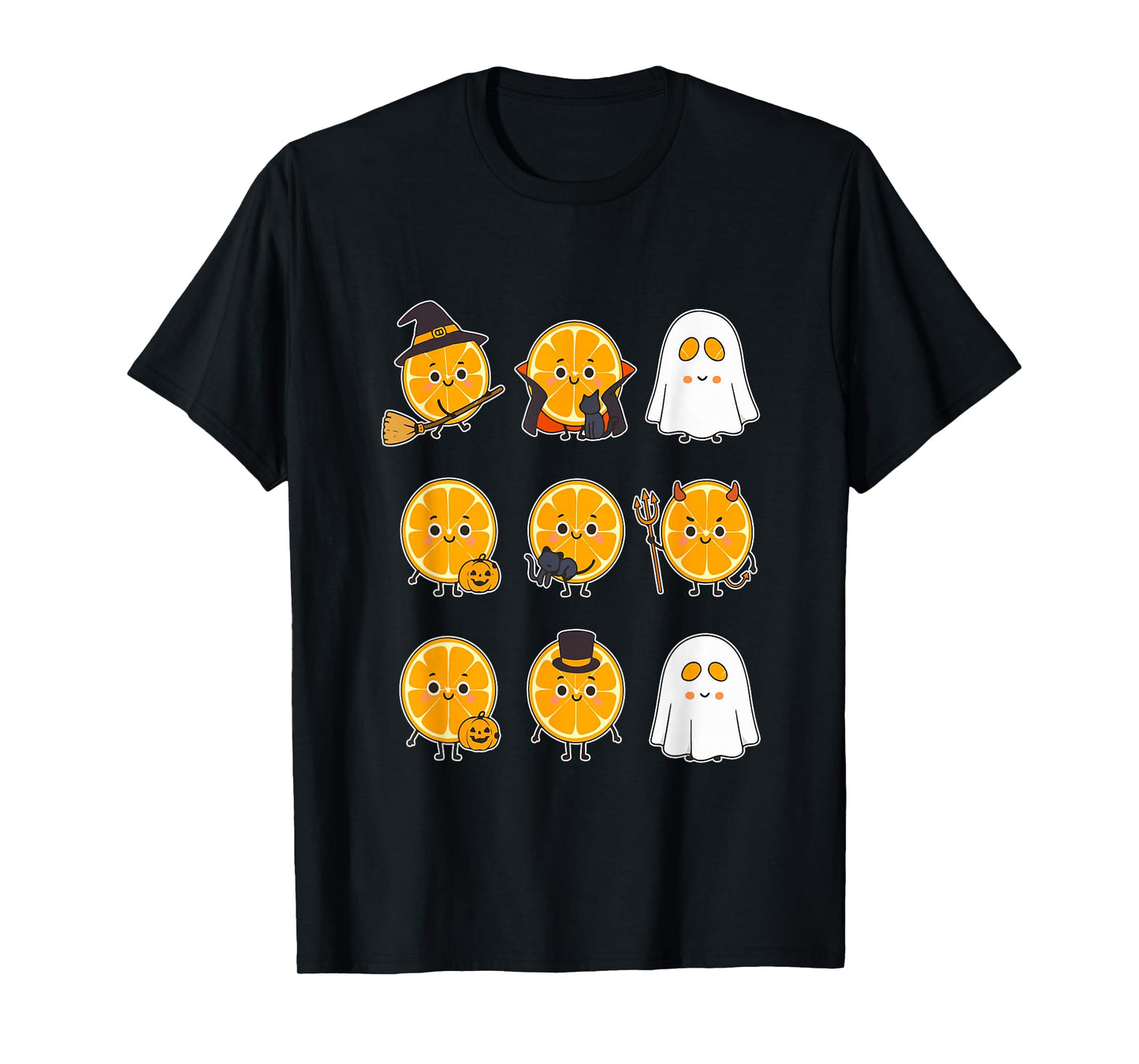 Group Oranges Cosplay Witch Boo Ghosts Halloween Vegetarian T-Shirt