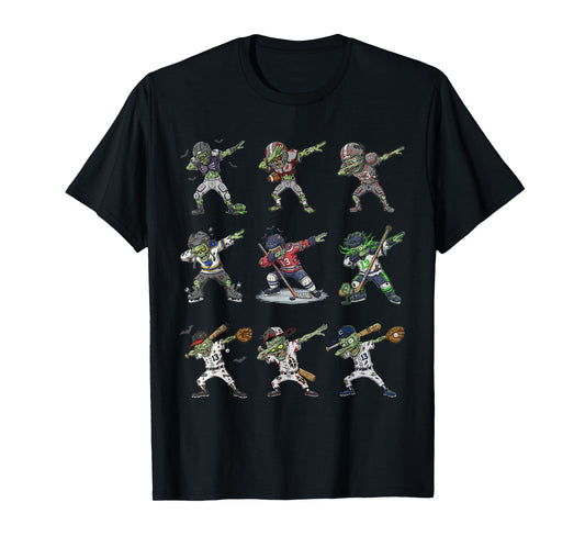 Dabbing Halloween Boys Skeleton Zombie Scary Costume T-Shirt