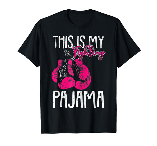 Womens My Fighting Pajama Breast Cancer Awareness Ribbon T-Shirt