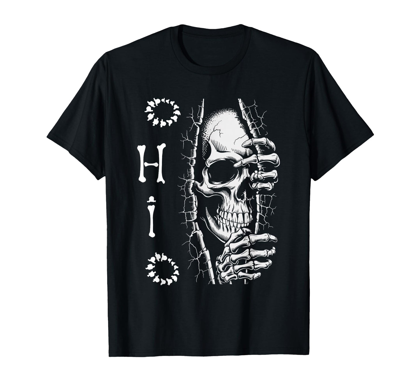 Funny O-H-I-O State Skeleton Ohio Halloween Vintage T-Shirt