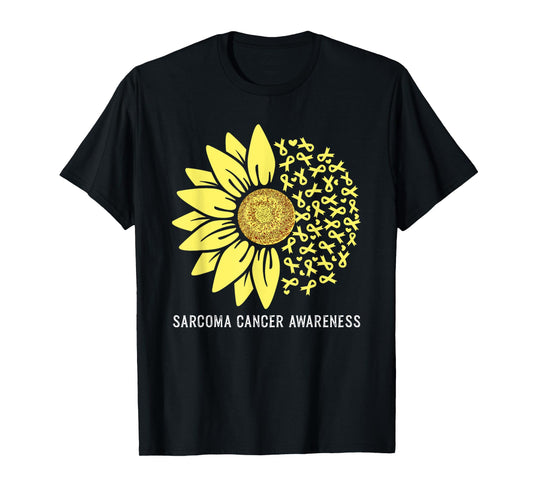 Yellow Ribbon Sunflower Sarcoma Cancer Awareness T-Shirt