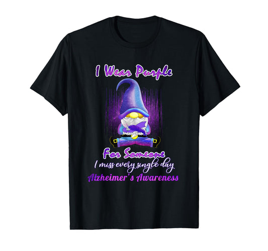 Alzheimer's Awareness Products I Wear Purple Ribbon Gnome T-Shirt