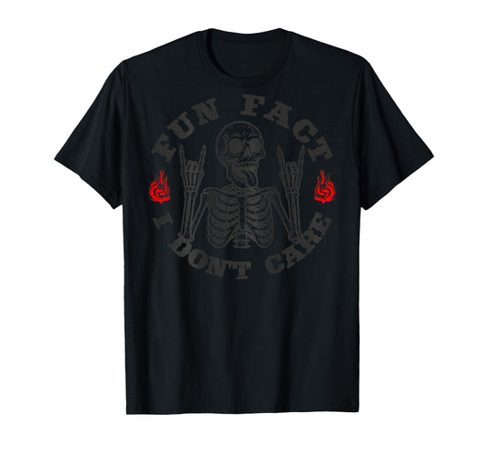 (ON Back) Fun Fact I Don't Care Funny Skeleton Saying Quote T-Shirt