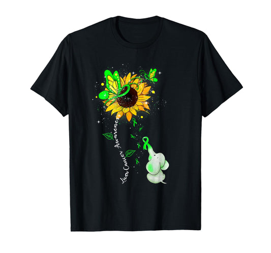 Liver Cancer Awareness Sunflower Elephant Men Womens T-Shirt