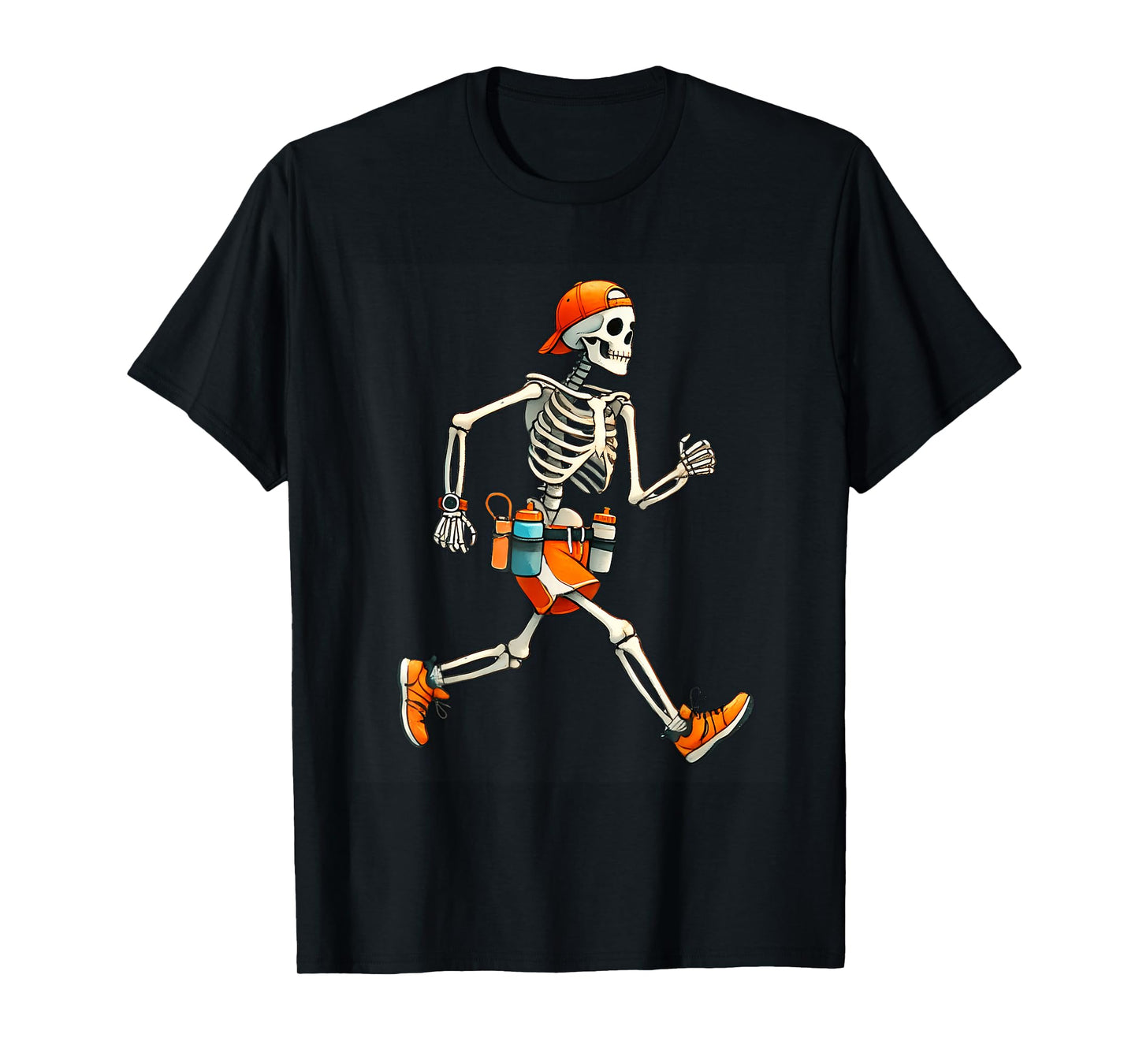 Funny Skeleton Marathon Runner Halloween Running Men Boys T-Shirt