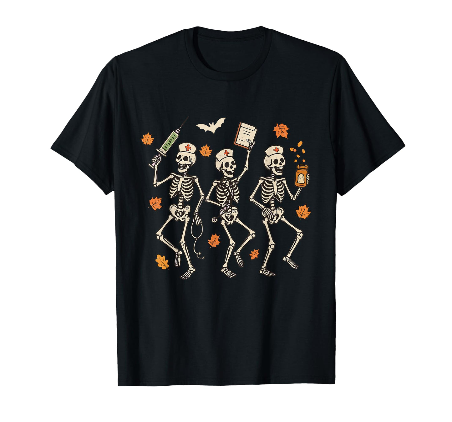 Skeleton Dancing Nurse Halloween Skeleton Nurse ER Fall T-Shirt