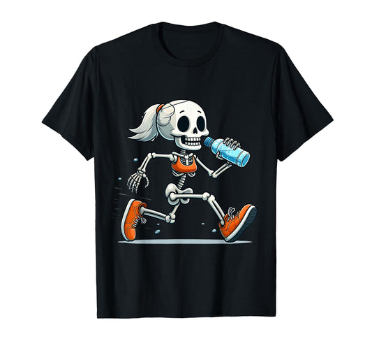 Running Skeleton Halloween Costume Spooky Runners Lover T-Shirt
