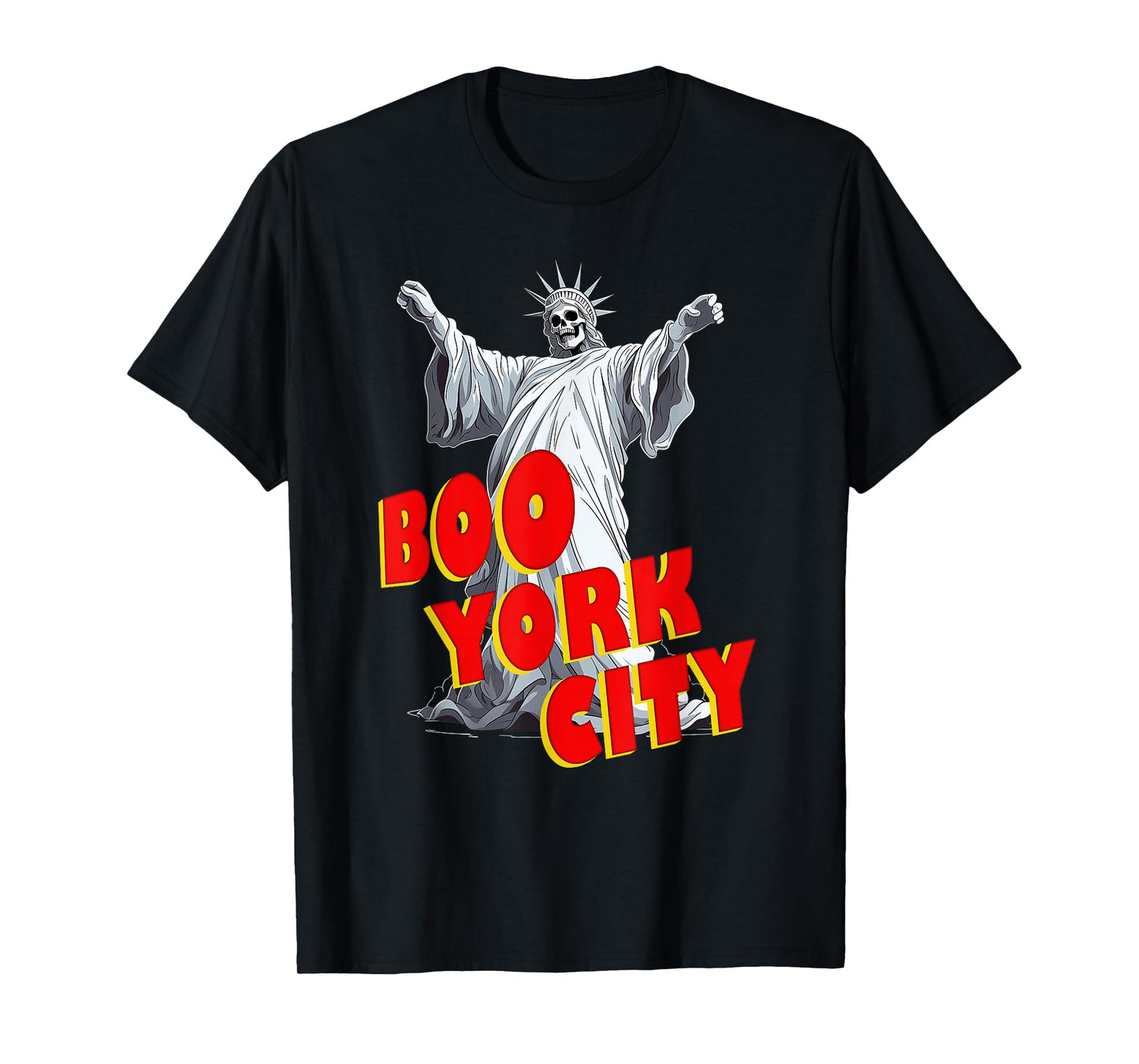 Boo York City - Funny Halloween Statue of Liberty Skeleton T-Shirt