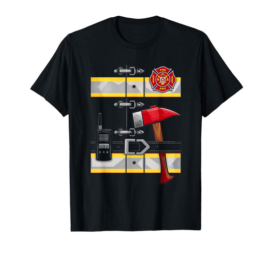 Firefighter Costume Fireman Axe Radio Halloween T-Shirt