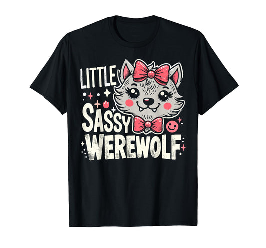 Kids Little Sassy Werewolf Halloween Costume For Girls Women T-Shirt