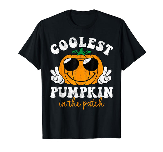 Groovy Coolest Pumpkin In The Patch Halloween Toddler Boys T-Shirt