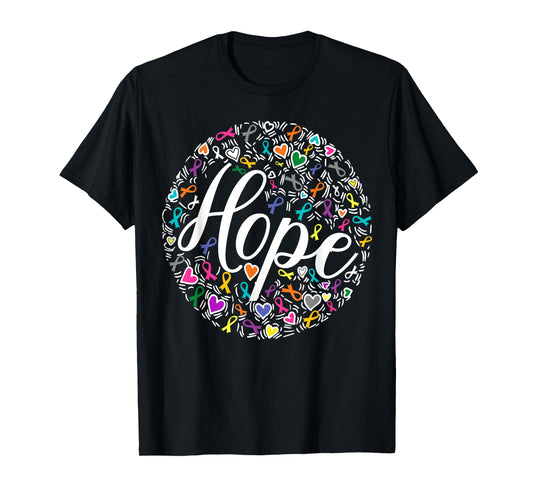 All Cancer Awareness Pink Grey Ribbon Hope Survivor T-Shirt