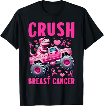 Crush Breast Cancer Awareness Monster Truck Toddler Boy Kids T-Shirt