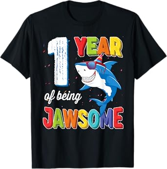 1 Year Old Shirt Toddlers Kids JawSome Shark 1st Birthday T-Shirt