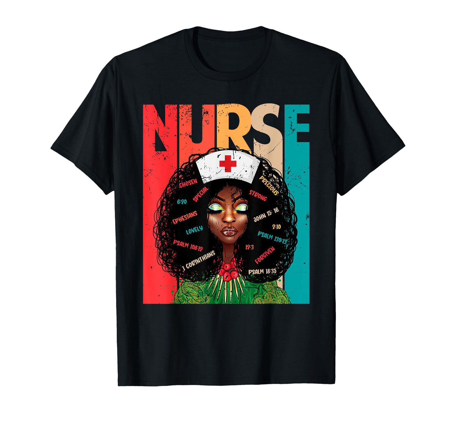 Retro Vintage Style Black Nurse Afro American Melanin Nurse T-Shirt