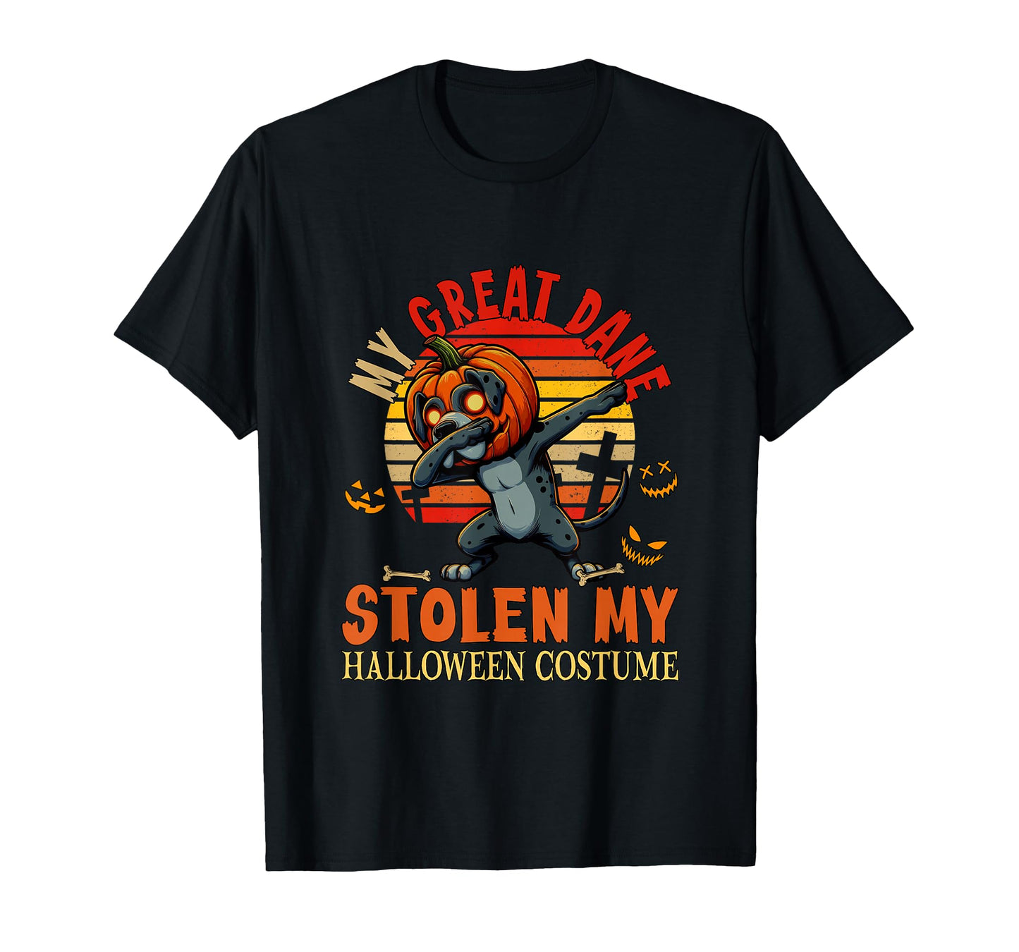 Great Dane Stolen My Halloween Costume Dog Carved Pumpkin T-Shirt