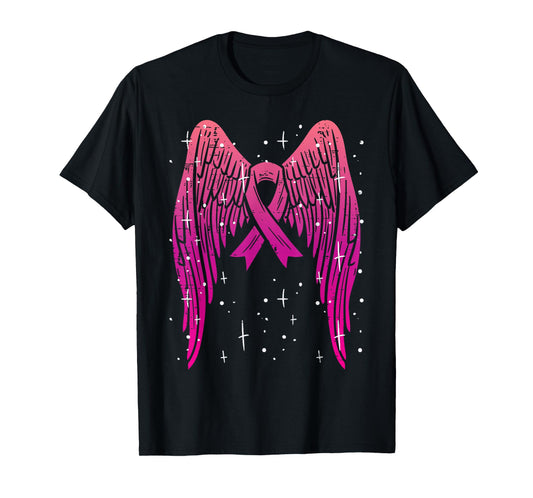 Pink Ribbon Angel Wings Breast Cancer Awareness Women T-Shirt
