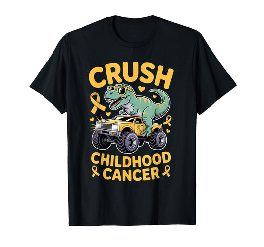 Crush Childhood Cancer Awareness Gold Ribbon Kids Toddlers T-Shirt