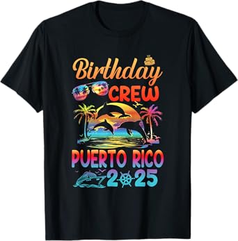 Puerto Rico Birthday Trip Summer Vacation 2025 Matching Group Unisex-Adults T-Shirt - Black, Small