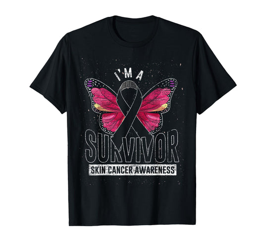 Cancer Survivor Butterfly Melanoma Awareness Skin Cancer T-Shirt