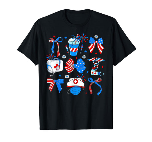 Coquette Bow Nurse Like 4th Of July Patriotic Nurse T-Shirt