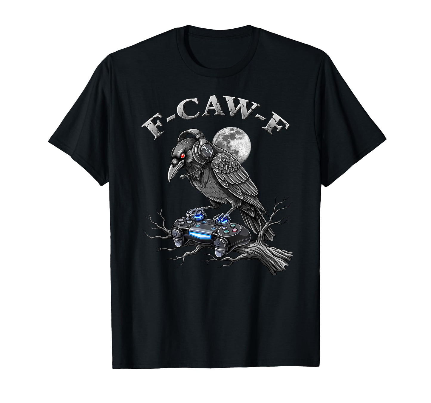 Black Crow, F-Caw-F Funny Black Bird Gamer Gothic Adult T-Shirt