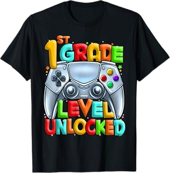 1st Grade Level Unlocked Video Gamer Back to School Kids T-Shirt