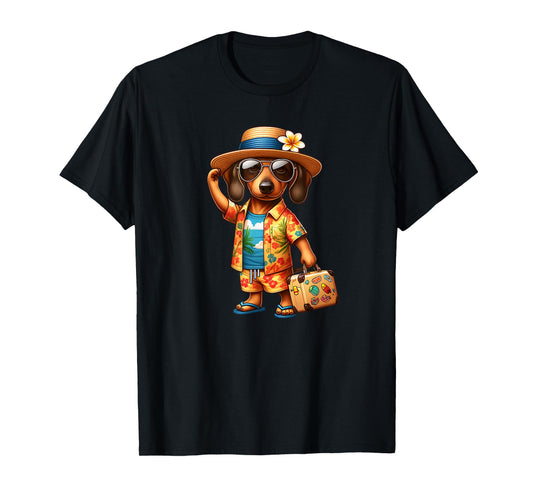 Funny Dachshund Doxie Dog Hawaiian Outfit Men Women Kids T-Shirt