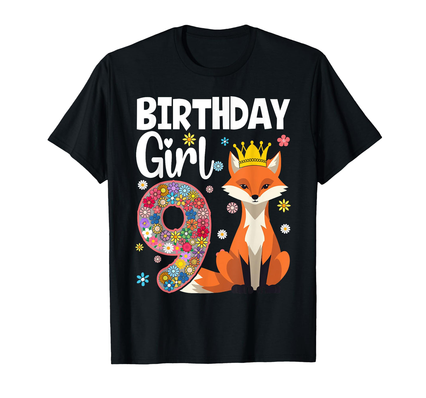 Fox Animal Lovers 9th Birthday Girl Fox B-day 9 year old T-Shirt