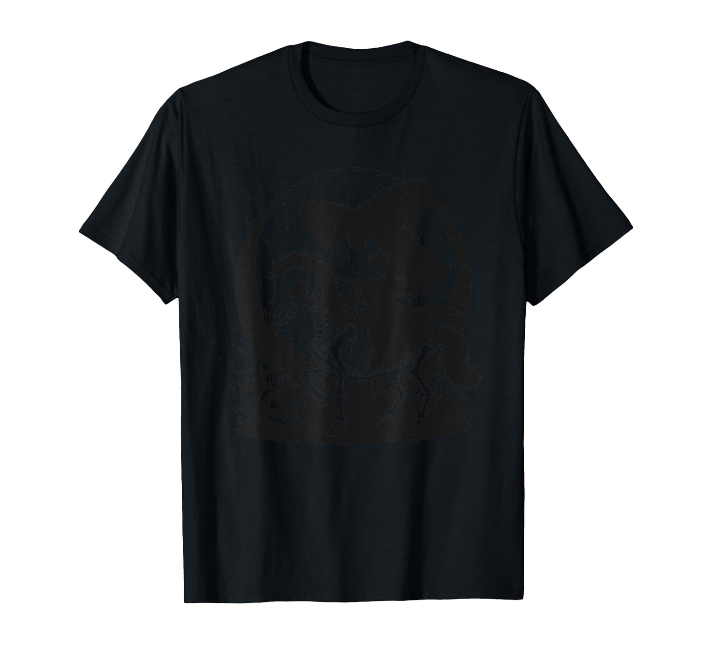 Halloween Witch Riding Horse Skeleton Ghost T-Shirt