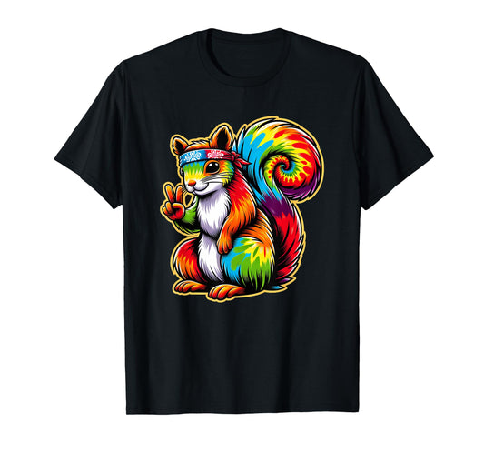Peace Sign Tie Dye Squirrel T-Shirt